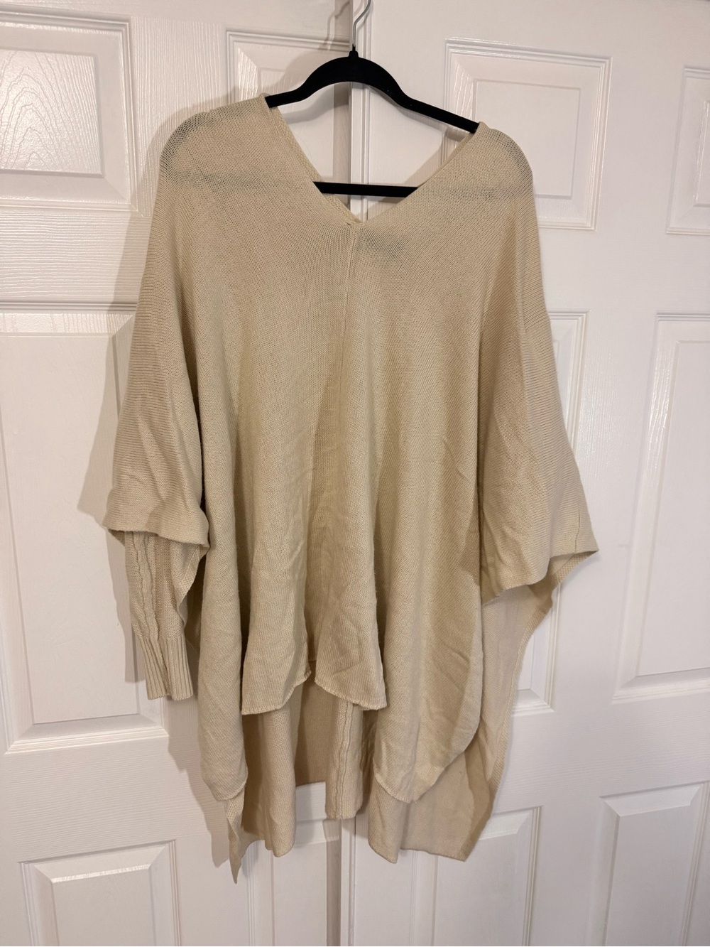 RDI Cream Knit Layered Sleeve Oversized Poncho Sweater
